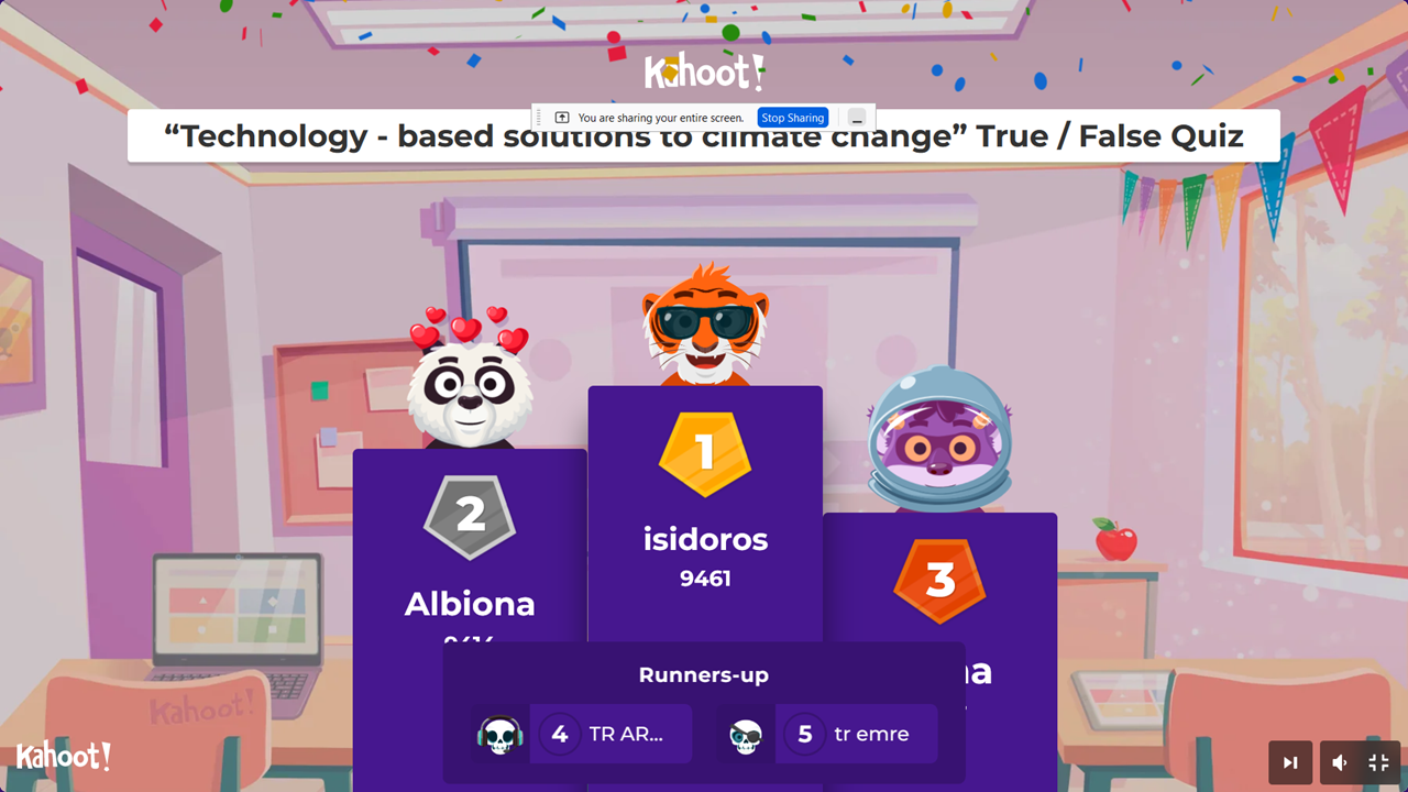 Kahoot podium 1 - online meeting